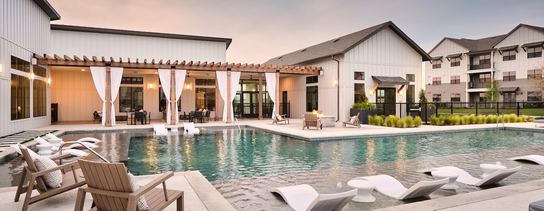 resort style pool with seating