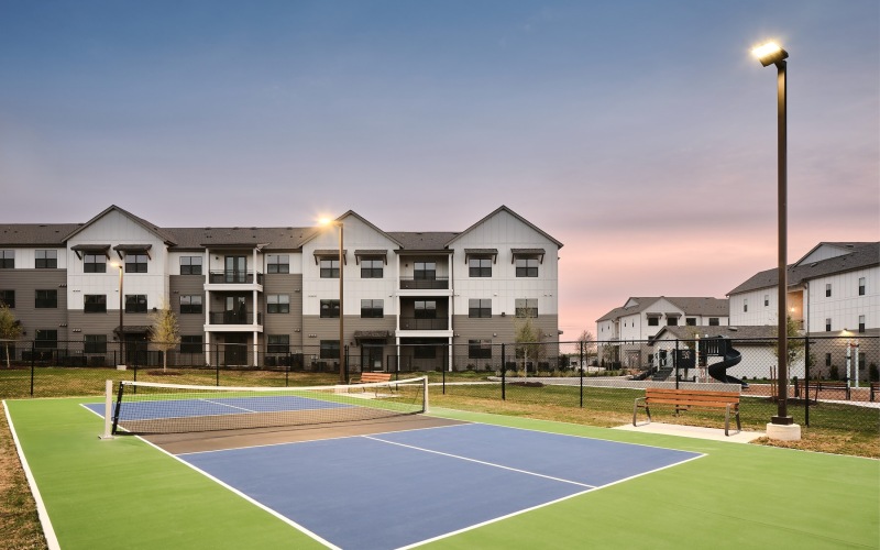 pickleball court and dusk
